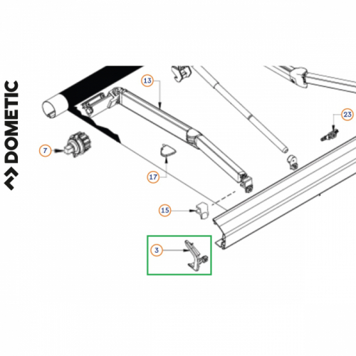 Product Image for Endestykkestyring venstre hvit PR 2000