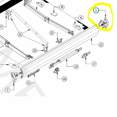 Product Image for Endestykke styring til høyre Dometic PR2500 m.fl.
