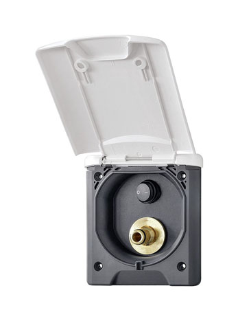 Product Image for Vattenskyddad kontakt ABL (utomhusdusch), färg: ren vit (RAL 9010)