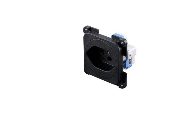 Product Image for Vägguttag, schweizisk, svart Schweiz, norm typ 13