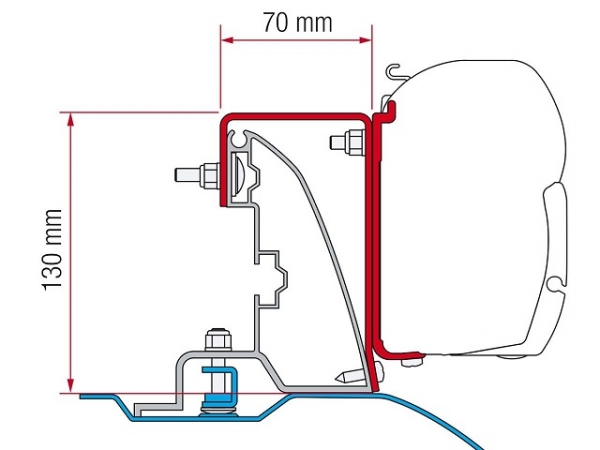 Product Image for Adapter Kit Ducato H2 för takrails. F45. 3x12cm.