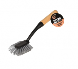 Oppvaskbørste, svart, håndtak i bambu