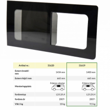 Skyvevindu, høyre side, Fiat Ducato 07-