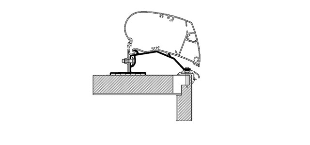 Caravan Roof Adapter Thule 3,25 m för takmontering