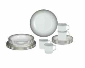 Servise 16 deler Astralys grå/hvit Brunner