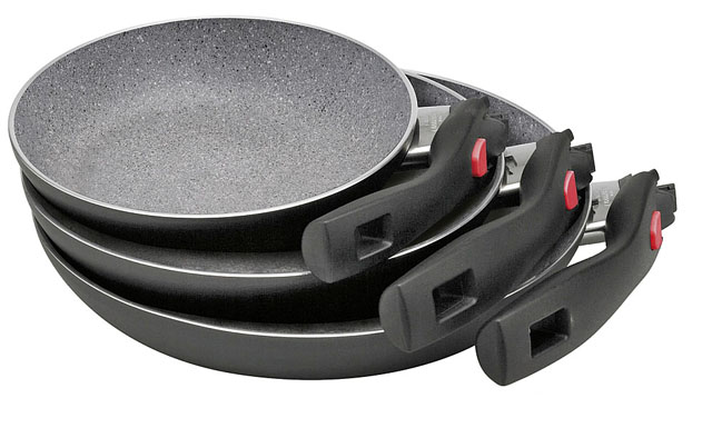 Pannset aluminium Ballarini Click Cook Granitium 3 delar svart