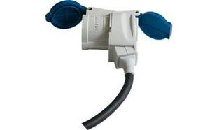 Övergångskabel CEE- vinkelkontakt med schuko-stickpropp kabellängd 1,