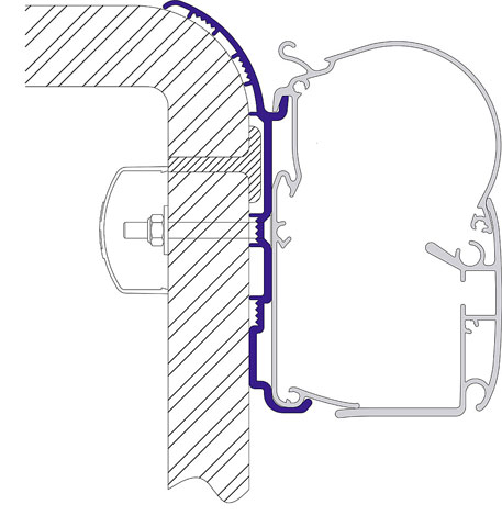 Adapterkit 4 delar till väggmarkis Dometic PerfectWall 1000 1500 Bürs