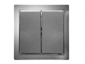 Strömbrytare dubbel. Färg: grå / ram krom.