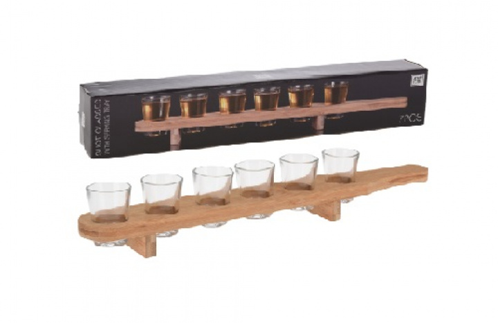 Shotglas 6st med bräda 45x6xH6cm i gruppen Kjøkkenutstyr / Husholdning / Glass og karaffler hos Camping 4U (12-2075-18)