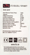 Solcellepanel 120W 1330x510x35mm LTC