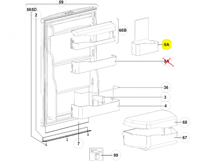 Hylla mitten dörr 200mm i gruppen Bobil & Caravan / Kjøleskap / Reservedeler Dometic / Dør/skap hos Camping 4U (2412076008)