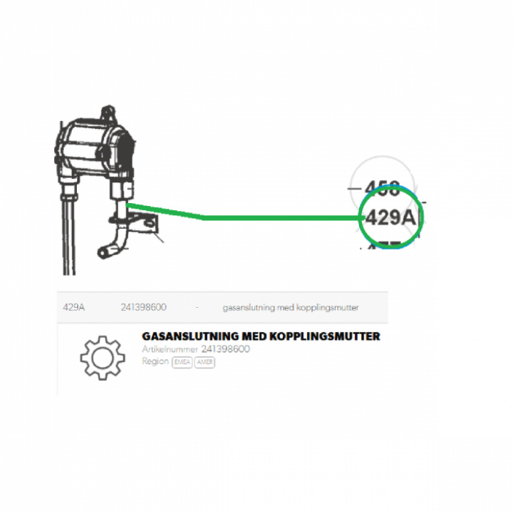 Gasstilkobling med koblingsmutter Dometic i gruppen Bobil & Caravan / Kjøleskap / Reservedeler Dometic / Gassarmatur/Brennere hos Camping 4U (241398600)
