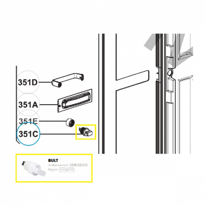 Reservdel Bult Dometic, nr 351C i gruppen Bobil & Caravan / Kjøleskap / Reservedeler Dometic hos Camping 4U (289058300)