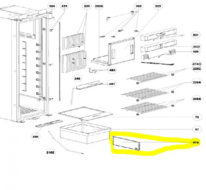 Separator till grönsakslåda Dometic RML10.4 i gruppen Bobil & Caravan / Kjøleskap / Reservedeler Dometic hos Camping 4U (289071320)