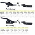 Vindusholder Polifix brakett L200mm Venstre Låseknott Polivitrum