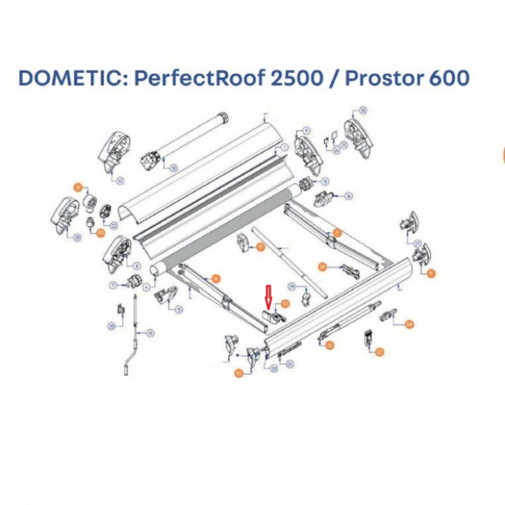 Hållare Vänster Prostor 600/PR2500 i gruppen Markise & Telt / Markiser / Reservedeler markiser / Reservedeler Dometic hos Camping 4U (4453000868)