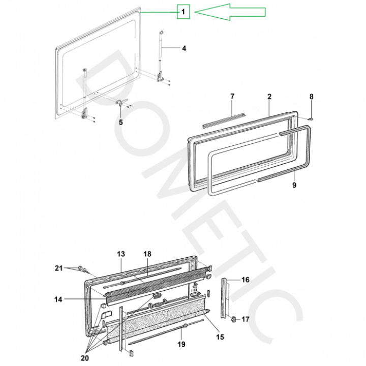 Vindu 700x400mm Dometic MD100700x0450 i gruppen Chassis / Vinduer / Vindusglass hos Camping 4U (4460000502)