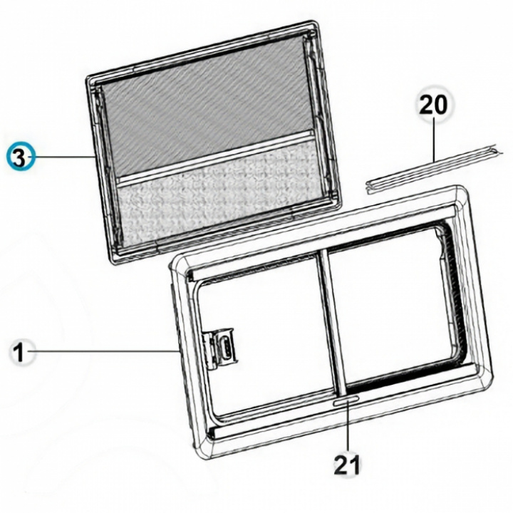 Myggnett, hvitt + mørkleggingssystem, aluminium/grått Dometic i gruppen Chassis / Vinduer / Tilbehør Vindu hos Camping 4U (4460002977)