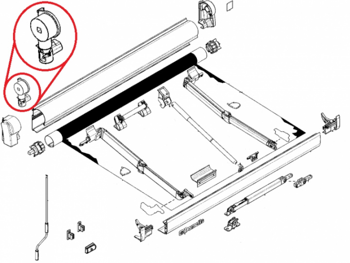 Sveivhus til Prostore 450/500, PW1000/1500 i gruppen Markise & Telt / Markiser / Reservedeler markiser / Reservedeler Dometic / PW1500 / Prostor 500 hos Camping 4U (4470000427)