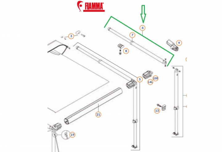 ÖVERLIGGARE CS ZIP XL HÖGER. 360-550 CM i gruppen Markise & Telt / Markiser / Reservedeler markiser / Reservedeler Fiamma / Caravanstore ZIP XL 360-550 hos Camping 4U (818035674071)
