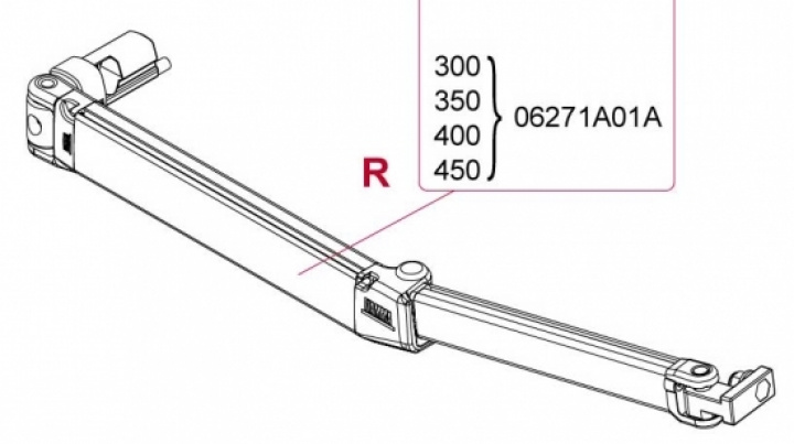 Länkarm höger F45 S 300-450 i gruppen Markise & Telt / Markiser / Reservedeler markiser / Reservedeler Fiamma / F45 S Titanium 250-450 hos Camping 4U (9902604)