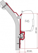 Adapterkit 3 delar till väggmarkis Fiamma F45 S / F45 L Eriba Touring