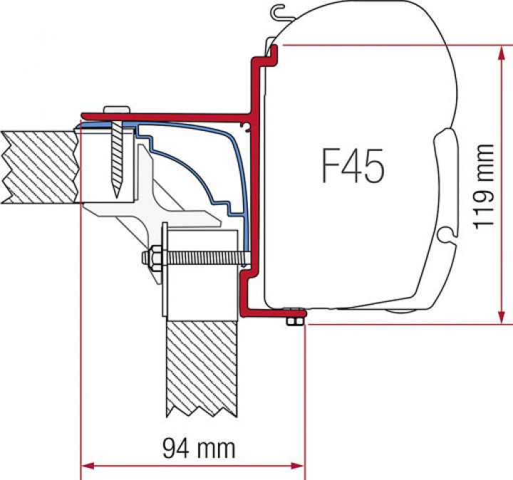 Adapterkit 4 delar till väggmarkis Fiamma F45 S / F45 L Bürstner / La i gruppen Markise & Telt / Markiser / Markiseadaptere / Fiamma adaptere hos Camping 4U (9903506)