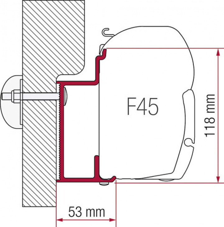 Adapter till väggmarkis Fiamma F45 S / F45 L 350 cm Eura Mobil Karman i gruppen Markise & Telt / Markiser / Markiseadaptere / Fiamma adaptere hos Camping 4U (9903579)