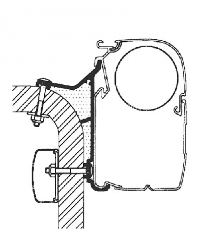 Adapterskena 300 cm till väggmarkis Thule Omnistor Serie 5 / 8 Hymer i gruppen Markise & Telt / Markiser / Markiseadaptere / Omnistor adaptere hos Camping 4U (9903597)