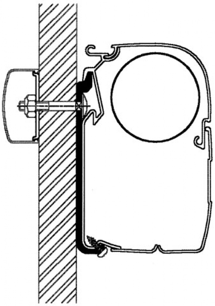 Adapterskena 300 cm till väggmarkis Thule Omnistor Serie 5 / 8 flat-a i gruppen Markise & Telt / Markiser / Markiseadaptere / Omnistor adaptere hos Camping 4U (9903793)