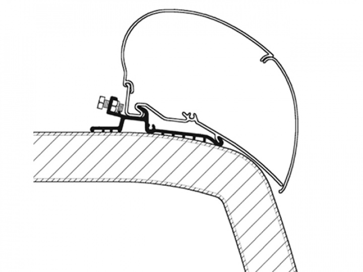 Adapterskena 450 cm till takmarkis Thule Omnistor Serie 6 / 9 Hymer S i gruppen Markise & Telt / Markiser / Markiseadaptere / Omnistor adaptere hos Camping 4U (9903916)