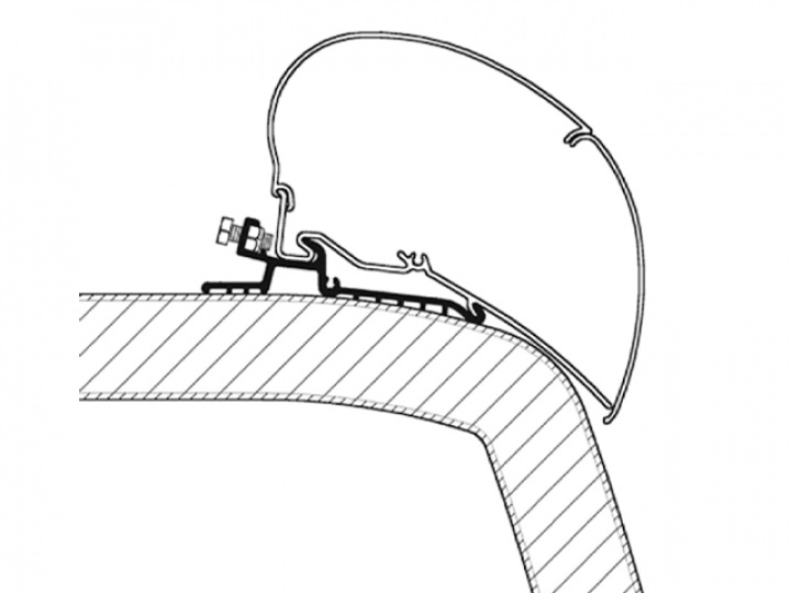 Adapterskena 550 cm till takmarkis Thule Omnistor Serie 6 / 9 Hymer S i gruppen Markise & Telt / Markiser / Markiseadaptere / Omnistor adaptere hos Camping 4U (9903918)