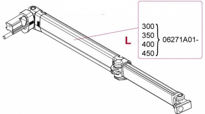 Länkarm vänster F45S 300-450cm i gruppen Markise & Telt / Markiser / Reservedeler markiser / Reservedeler Fiamma / F45 S Titanium 250-450 hos Camping 4U (9904162)