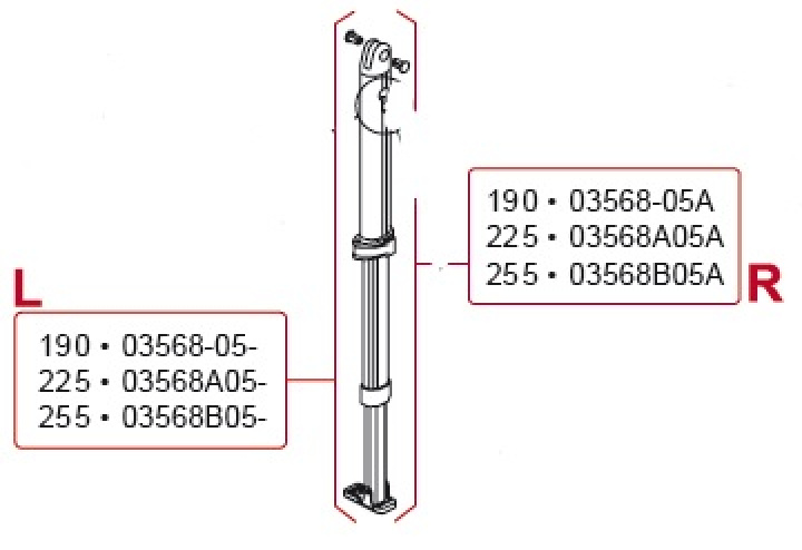 RIGHT SUPPORT LEG 255 cm i gruppen Markise & Telt / Markiser / Reservedeler markiser / Reservedeler Fiamma / Caravanstore 190-255 2005 hos Camping 4U (9907378)