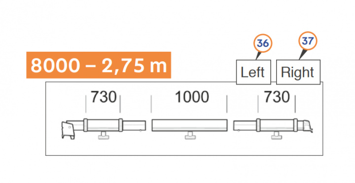 Tilkoblingsprofil venstre del 36 i gruppen Markise & Telt / Markiser / Reservedeler markiser / Reservedeler Omnistor / Omnistor 8000 hos Camping 4U (9907983)