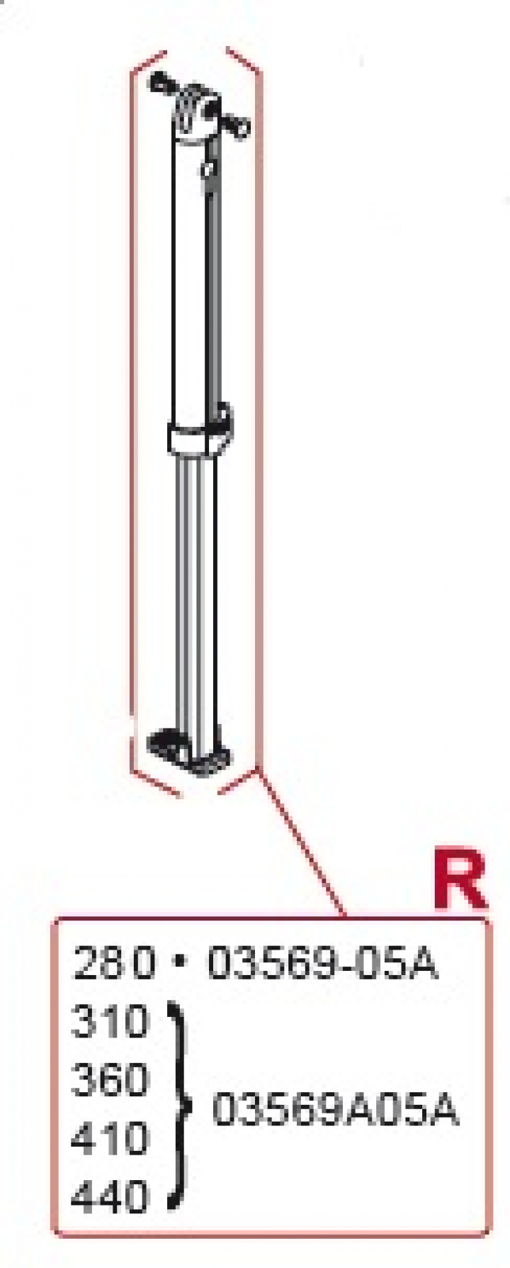 RIGHT SUPPORT LEG 280 cm i gruppen Markise & Telt / Markiser / Reservedeler markiser / Reservedeler Fiamma / Caravanstore ZIP XL 280-310 hos Camping 4U (9908416)