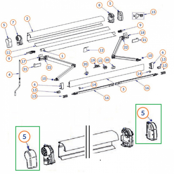 Ändkåpa Vit H+V Omnistor 4900 i gruppen Markiser & Fortelt / Markiser / Reservedeler markiser / Reservedeler Thule / Omnistor / Omnistor 4900 hos Camping 4U (9909283)