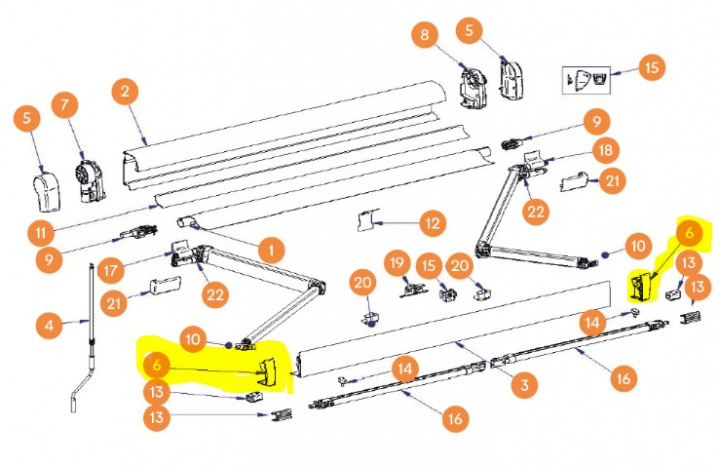 Ändskydd frontpanel vit vänster och höger för markis 4900 i gruppen Markise & Telt / Markiser / Reservedeler markiser / Reservedeler Thule / Omnistor / Omnistor 4900 hos Camping 4U (9909568)