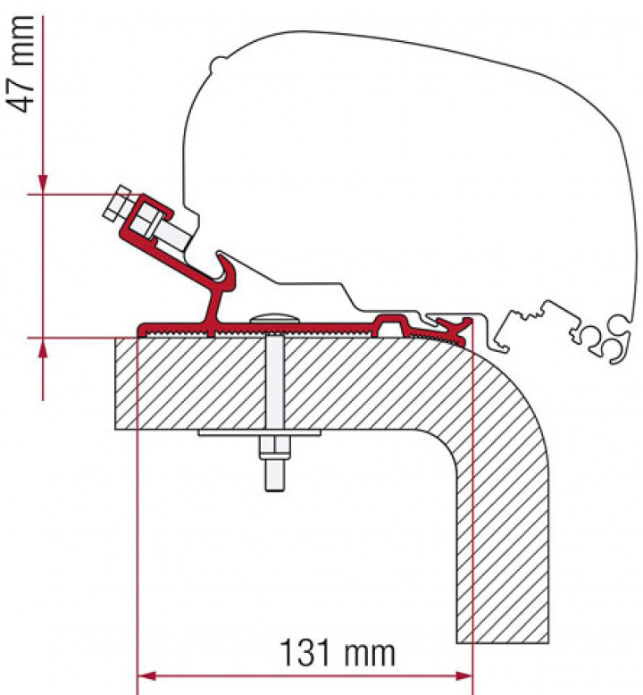 Markisadapter 290cm, till Fiamma F45S/F65L, Hymer i gruppen Markise & Telt / Markiser / Markiseadaptere / Fiamma adaptere hos Camping 4U (9910472)