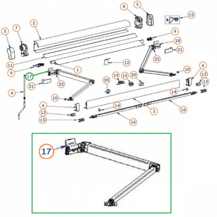 Thule Arm Spring Venstre 400-450 cm Markise 4900