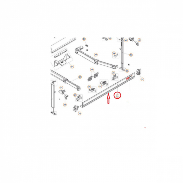 Frontprofil 450cm Polar Vit till F45S i gruppen Markise & Telt / Markiser / Reservedeler markiser / Reservedeler Fiamma / F45 S Hvit 150-450 hos Camping 4U (9915753)