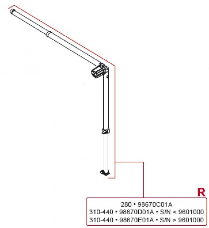 RIGHT RAFTER+SUPP LEG 310-440 cm i gruppen Markise & Telt / Markiser / Reservedeler markiser / Reservedeler Fiamma / Caravanstore 280-440 2013 hos Camping 4U (9915765)