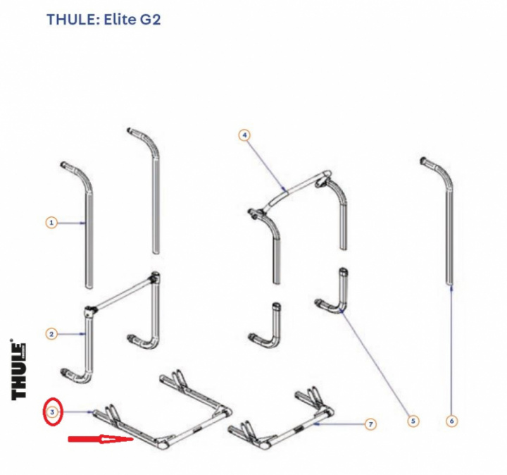 Bygel utan skenor Elite G2 standard i gruppen Chassis / Sykkelstativ / Reservdeler Thule Sykkelstativ / Thule Elite hos Camping 4U (9916585)