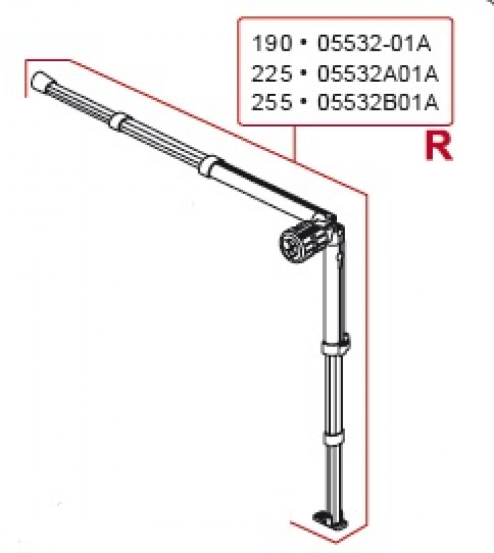 RIGHT RAFTER+SUPPORT LEG 255 cm i gruppen Markise & Telt / Markiser / Reservedeler markiser / Reservedeler Fiamma / Caravanstore 190-255 2007 hos Camping 4U (9916689)