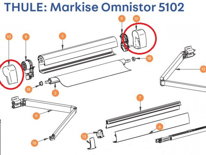 Endekåper til Omnistor 5102 antrasitt i gruppen Markise & Telt / Markiser / Reservedeler markiser / Reservedeler Thule / Omnistor / Omnistor 5102 hos Camping 4U (9916903)
