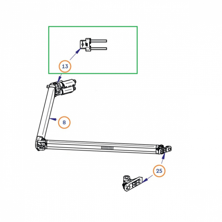 Rotasjonsplate arm for 4900/5200/6200. Del 25 i gruppen Markise & Telt / Markiser / Reservedeler markiser / Reservedeler Omnistor / Omnistor 5200 hos Camping 4U (9919129)