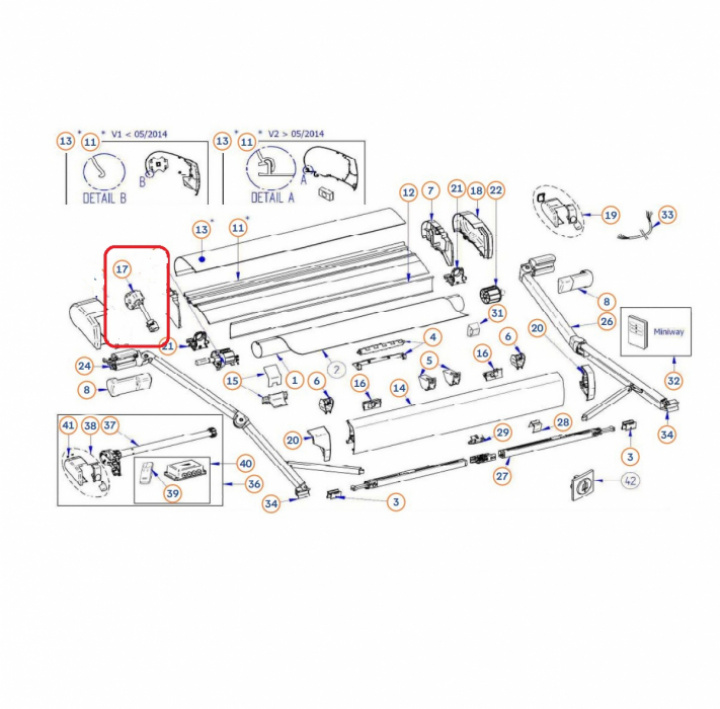 Gir- og veivmontering 9200 i gruppen Markiser & Fortelt / Markiser / Reservedeler markiser / Reservedeler Thule / Omnistor / Omnistor 9200 hos Camping 4U (9921829)