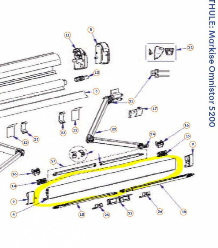 Frontpanel 400 cm hvit til markise 5200 i gruppen Markise & Telt / Markiser / Reservedeler markiser / Reservedeler Omnistor / Omnistor 5200 hos Camping 4U (9922765)