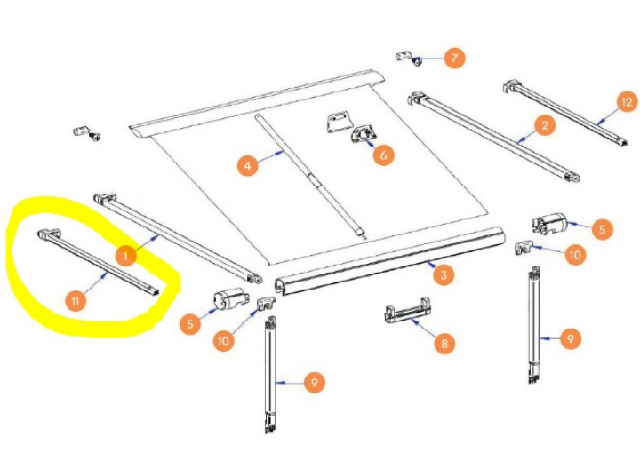 Förlängare vänster spännarm Omnistor 1200. 2.30-3.25M i gruppen Markise & Telt / Markiser / Reservedeler markiser / Reservedeler Omnistor / Omnistor 1200 hos Camping 4U (9923208)